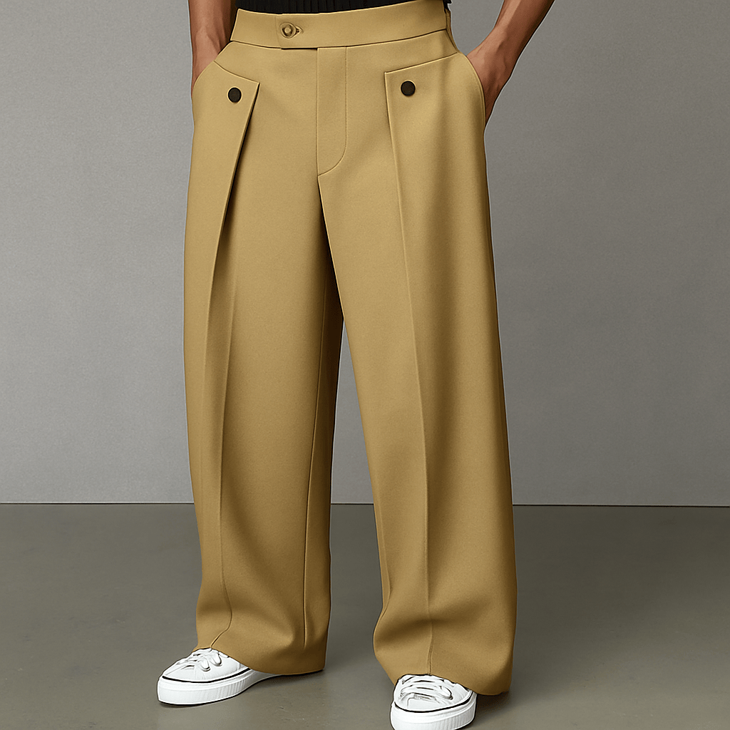 Men’s Smart Wide Leg Pleated Trousers