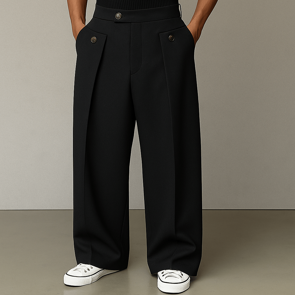 Men’s Smart Wide Leg Pleated Trousers