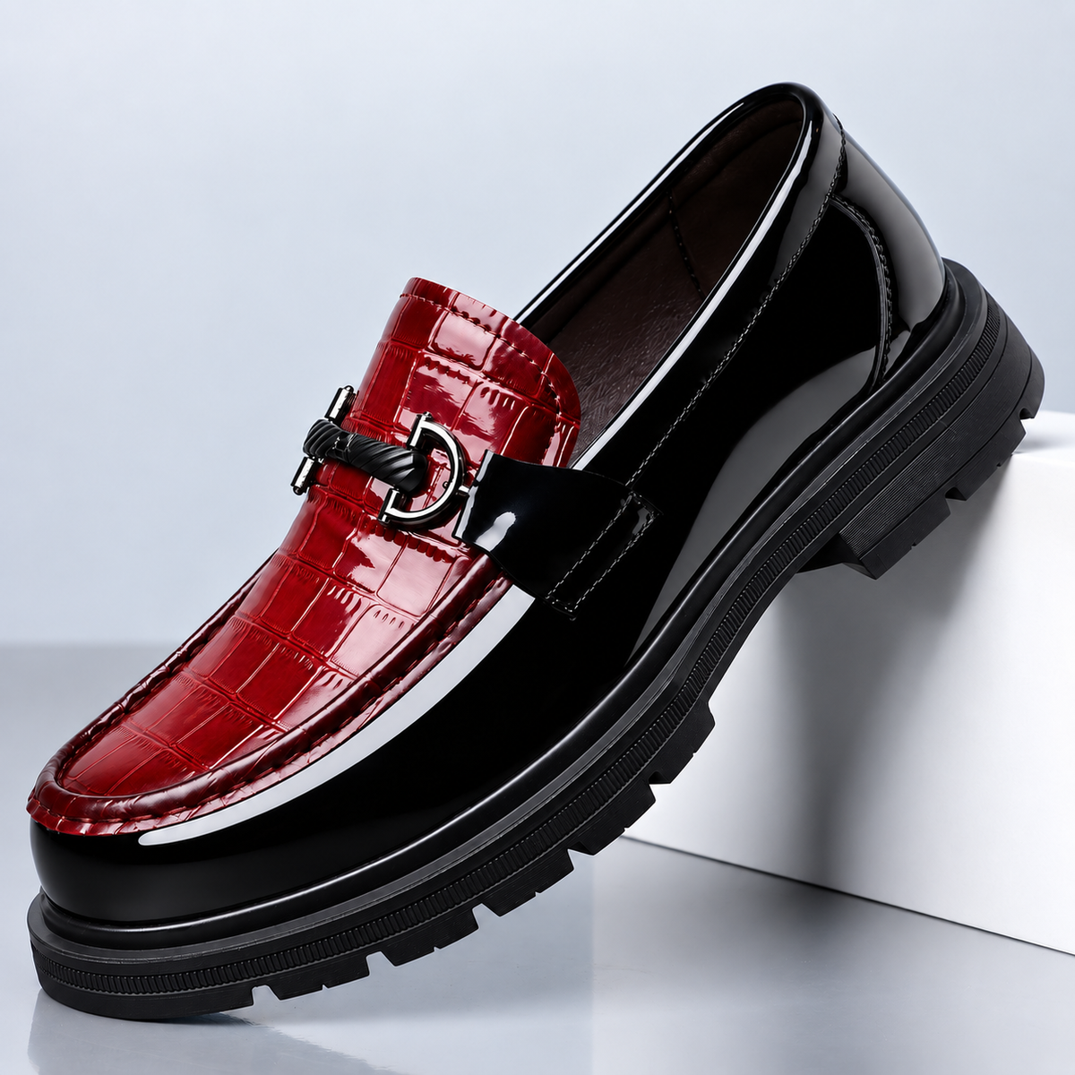 Barrett Men's Croc Embossed Chunky Sole Loafers