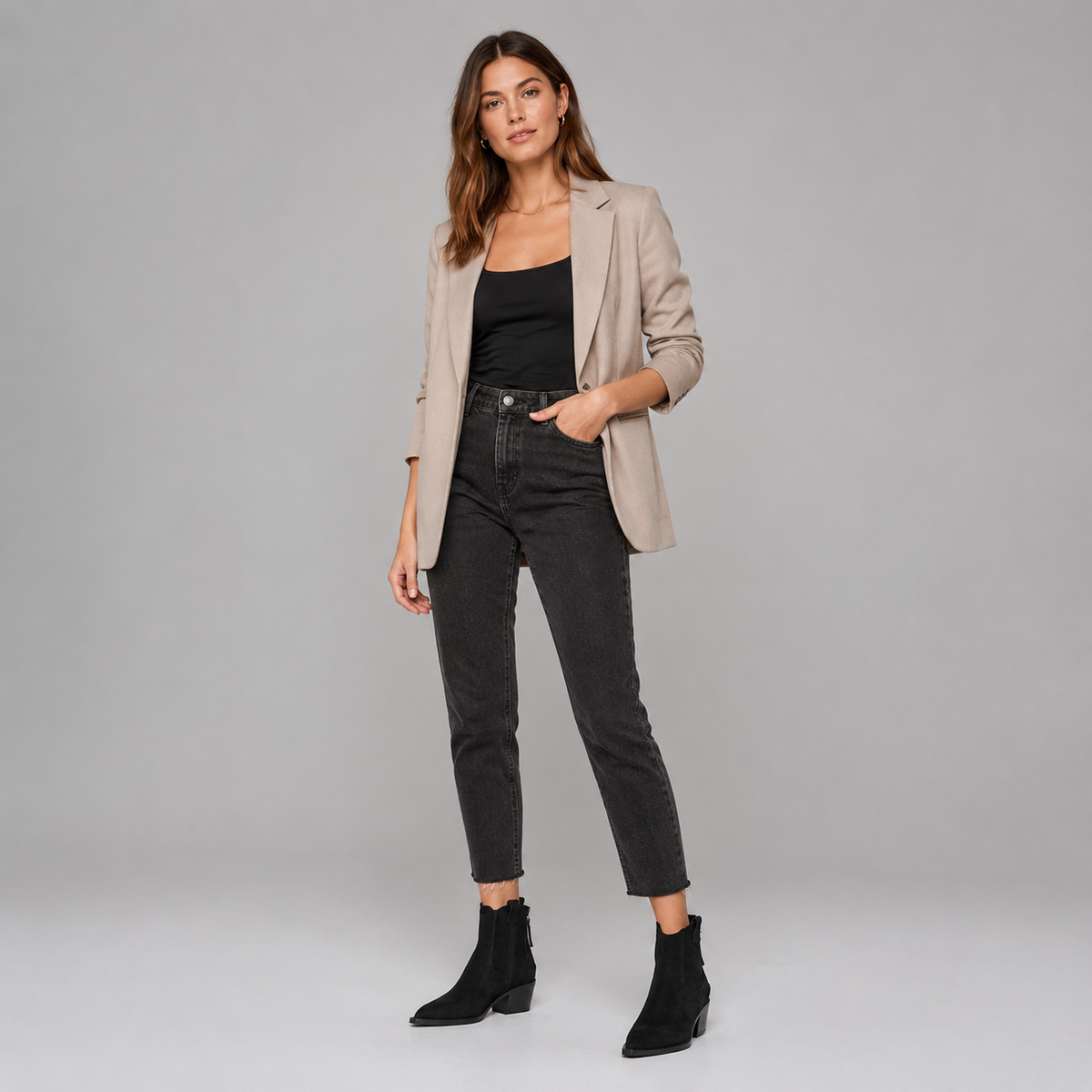 Women's Western Ankle Boots | Suede-Look Pointed Toe