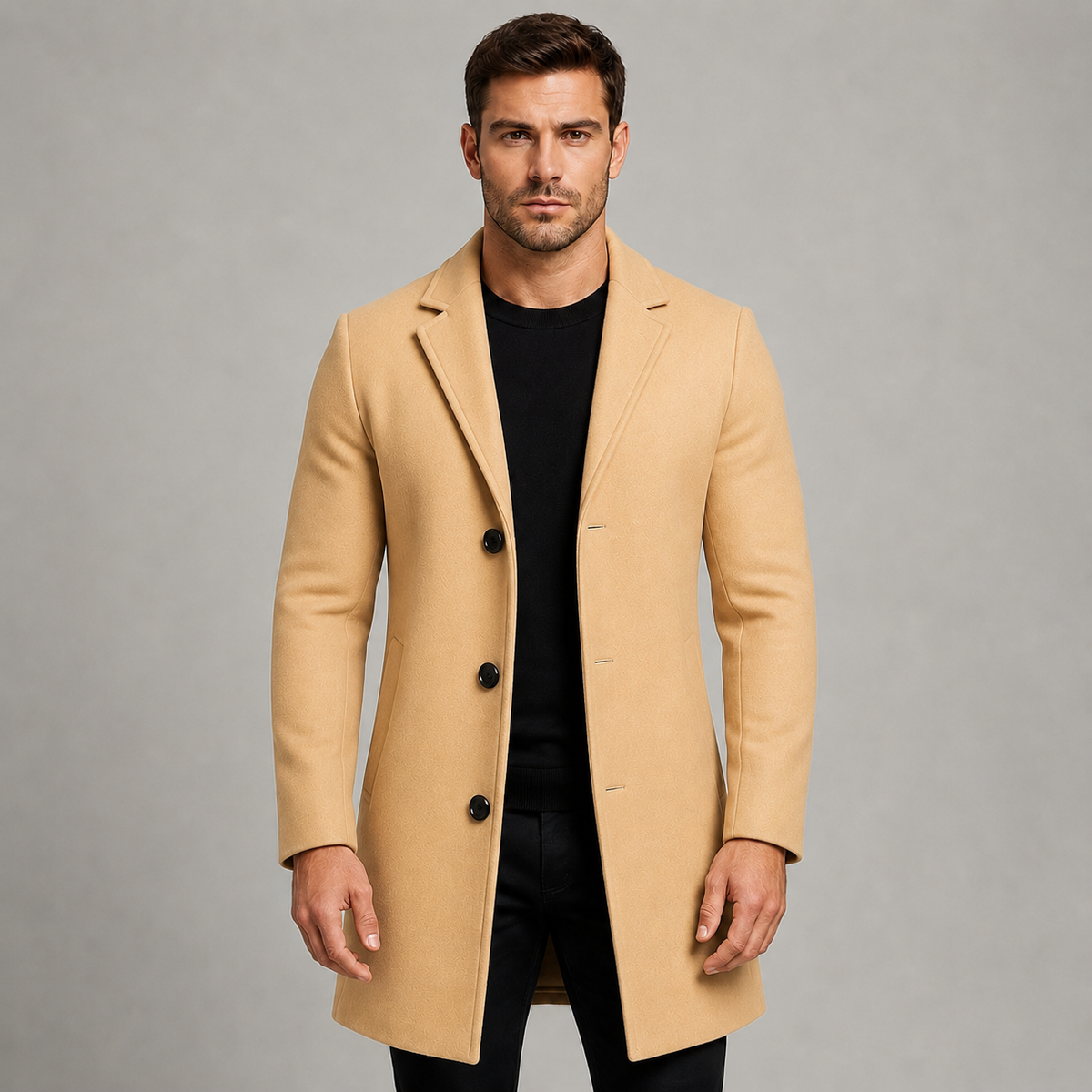 Men's Tailored Overcoat | Single-Breasted Notch Lapel