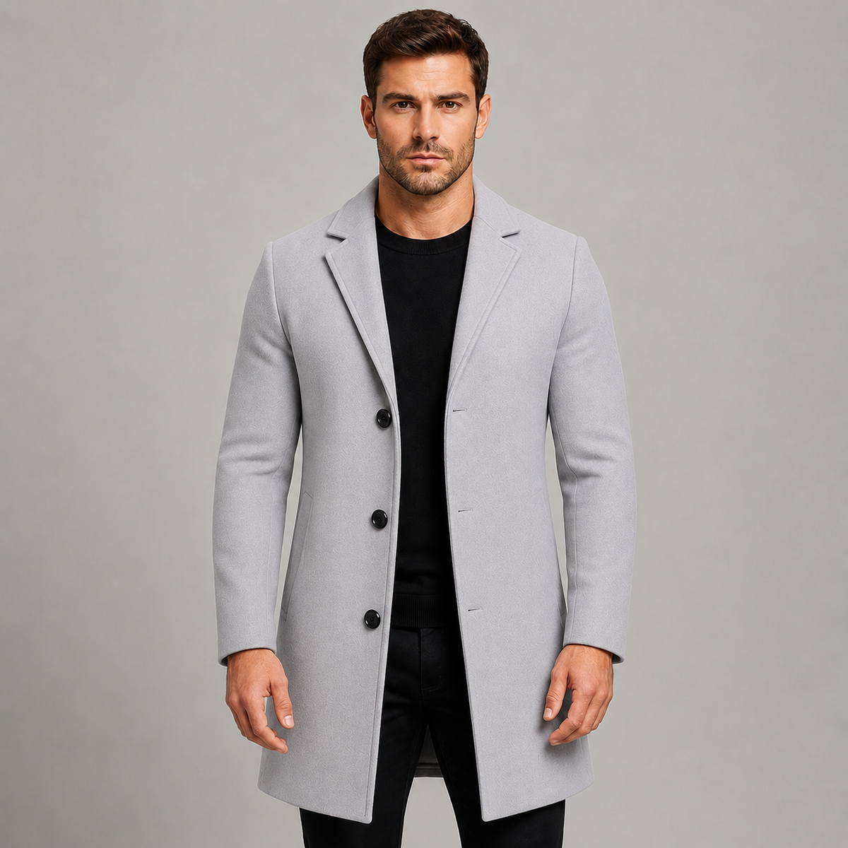 Men's Tailored Overcoat | Single-Breasted Notch Lapel