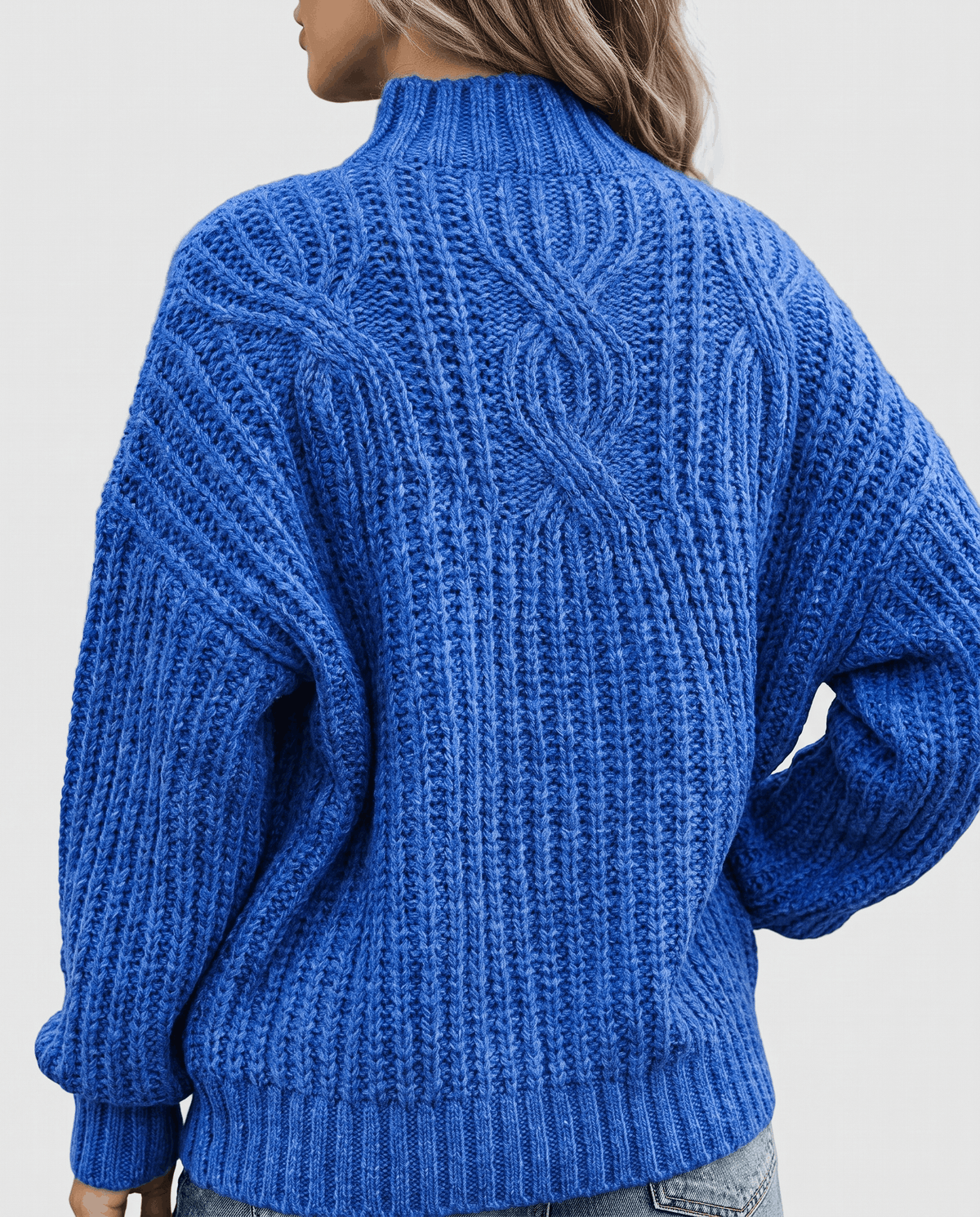 Chunky Cable Knit Sweater – Mock Neck & Relaxed Fit | Amelie