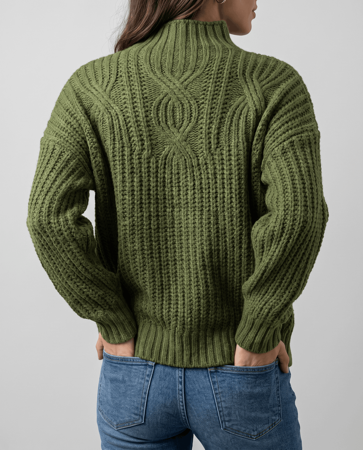 Chunky Cable Knit Sweater – Mock Neck & Relaxed Fit | Amelie