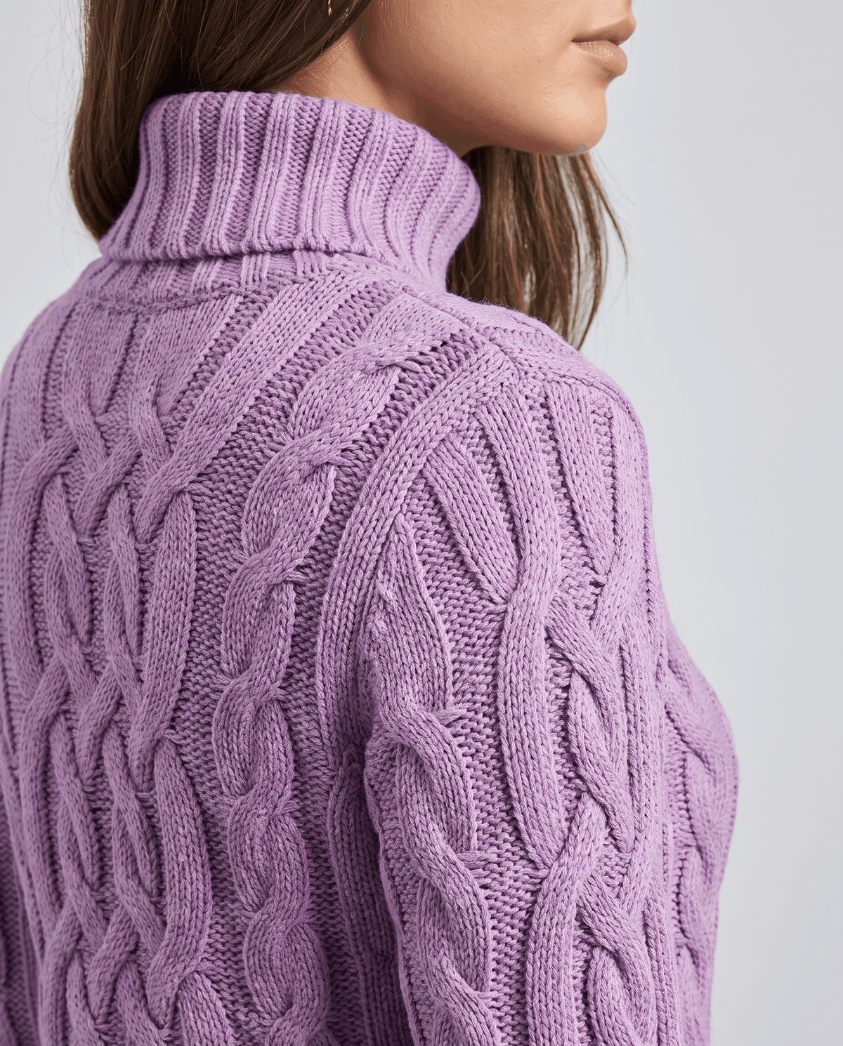 Chunky Cable Knit Sweater – Turtleneck & Ribbed Trim | Freda