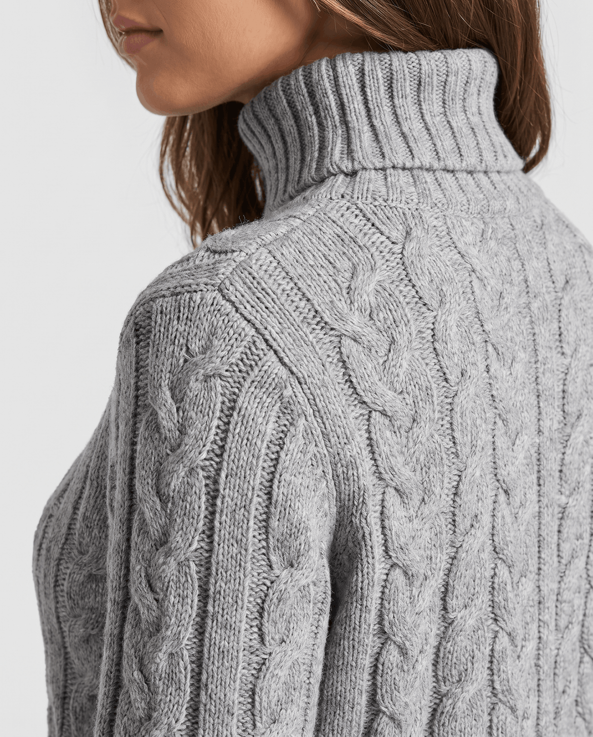 Chunky Cable Knit Sweater – Turtleneck & Ribbed Trim | Freda