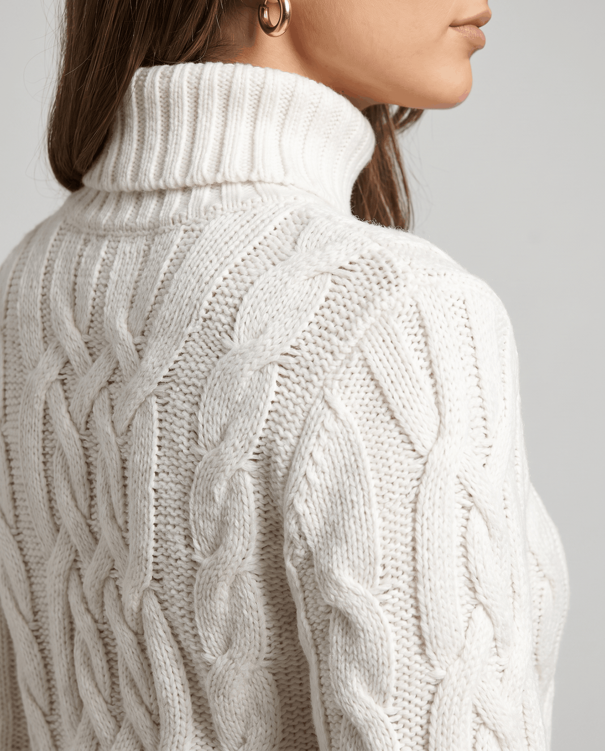 Chunky Cable Knit Sweater – Turtleneck & Ribbed Trim | Freda