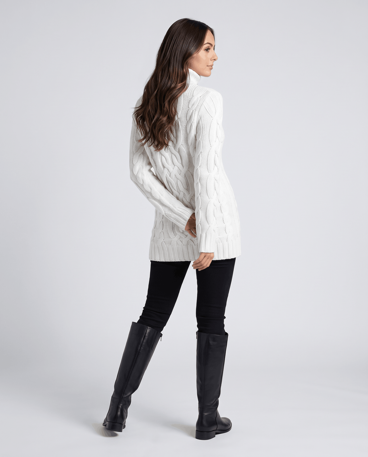 Chunky Cable Knit Sweater – Turtleneck & Ribbed Trim | Freda