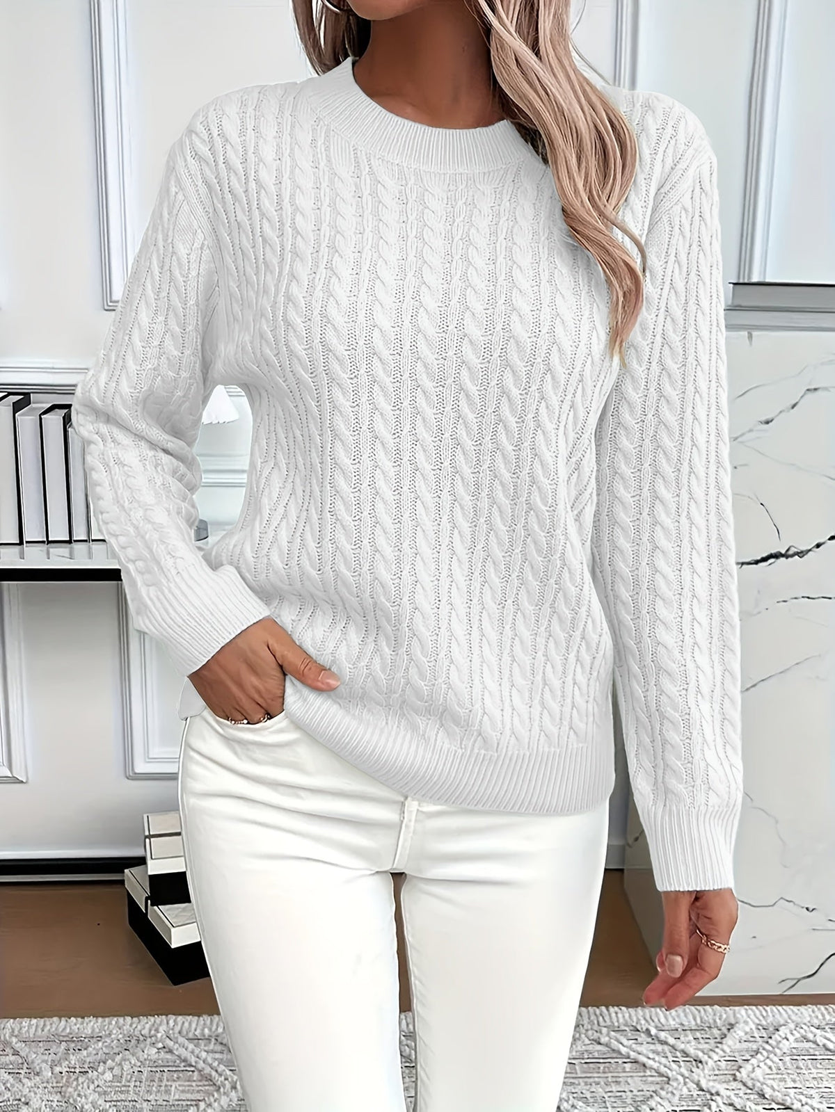 Carys-Belle Chunky Cable Crewneck