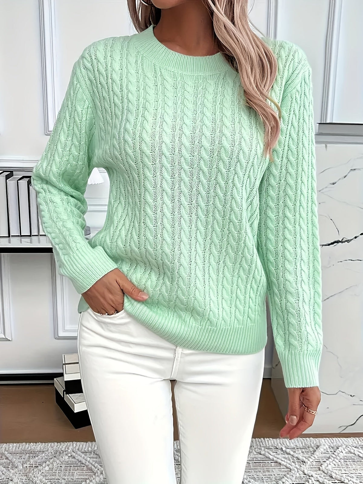 Carys-Belle Chunky Cable Crewneck
