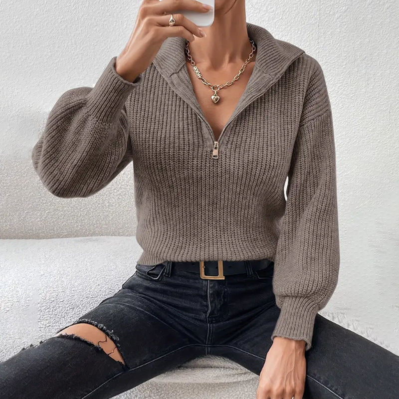 Estelle-Mae Chunky Wide Collar Half-Zip