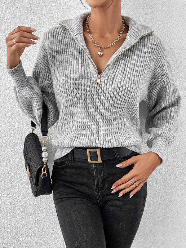 Estelle-Mae Chunky Wide Collar Half-Zip