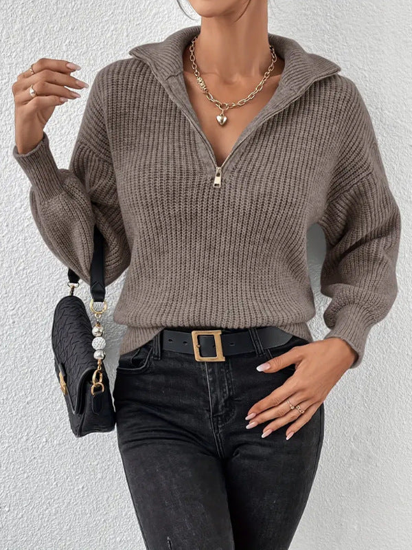 Estelle-Mae Chunky Wide Collar Half-Zip