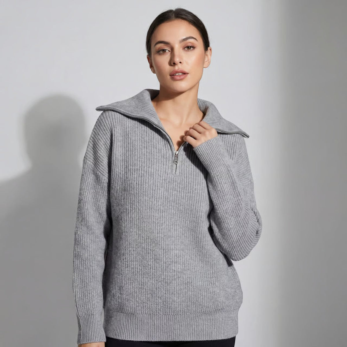 Elspeth Chunky Rib Wide Collar Sweater