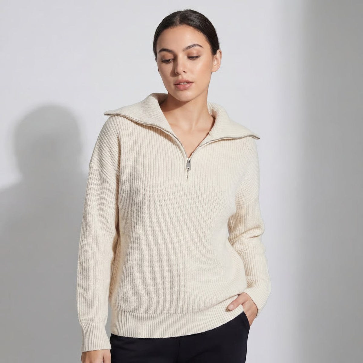 Elspeth Chunky Rib Wide Collar Sweater