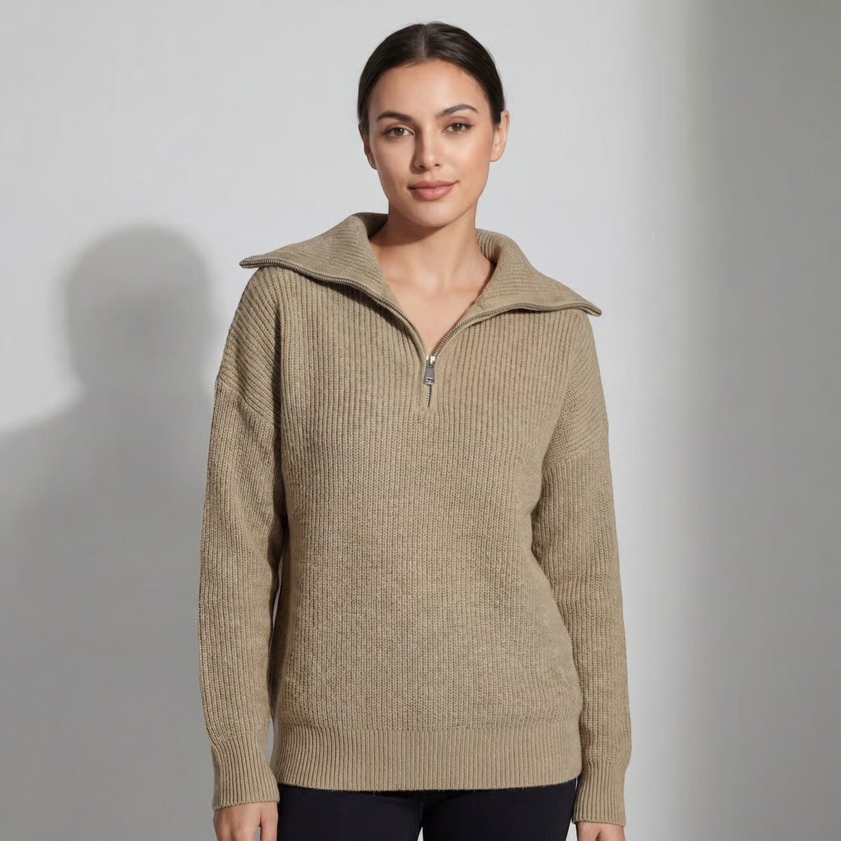 Elspeth Chunky Rib Wide Collar Sweater
