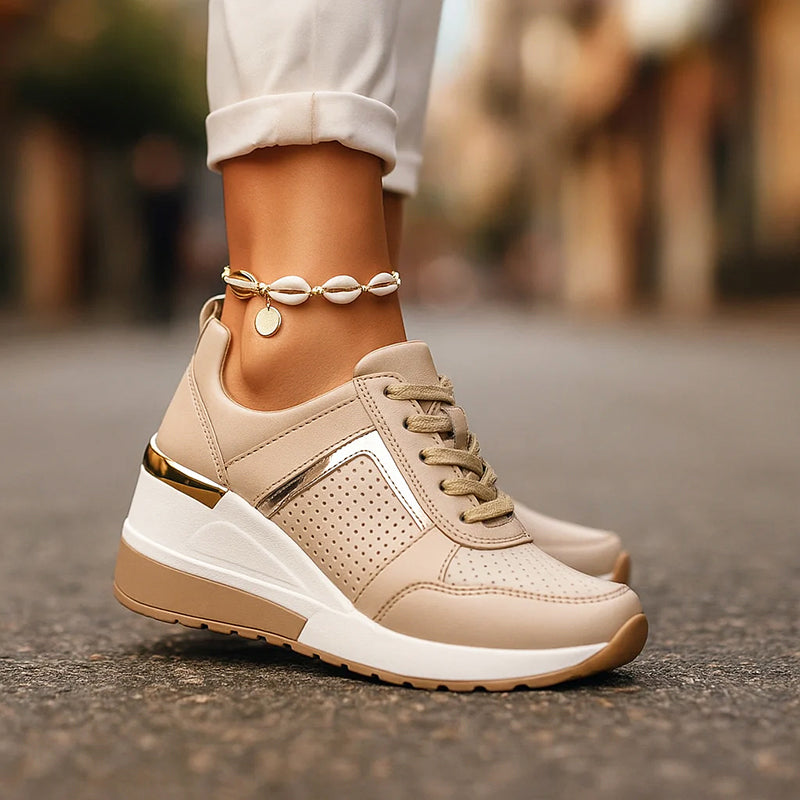 Everly Women's Metallic Wedge Comfy Sneakers