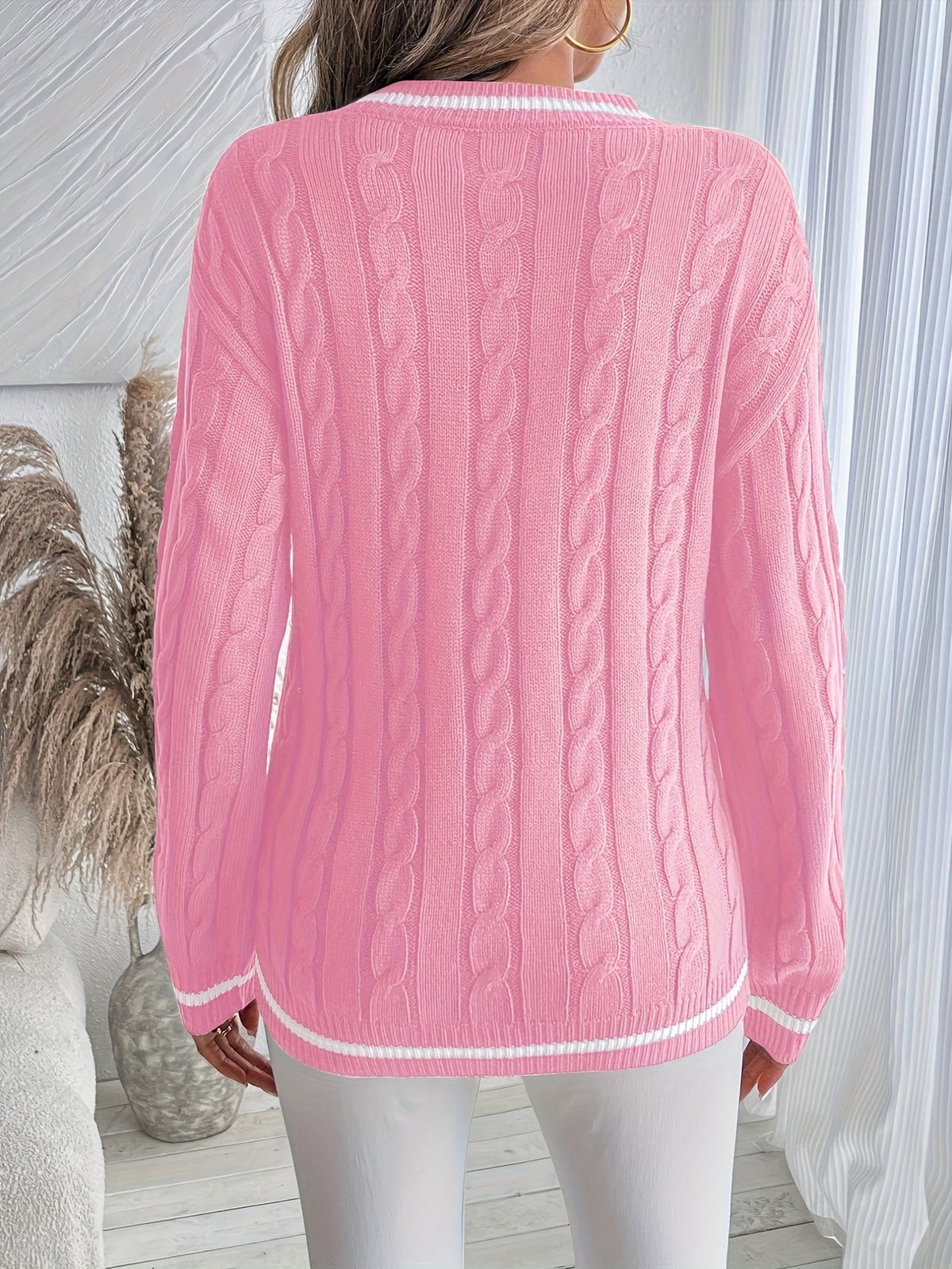 Lorna-Rose Varsity Stripe Cable Sweater