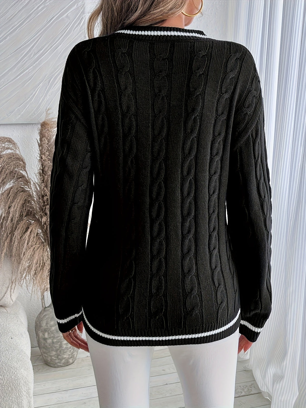 Lorna-Rose Varsity Stripe Cable Sweater
