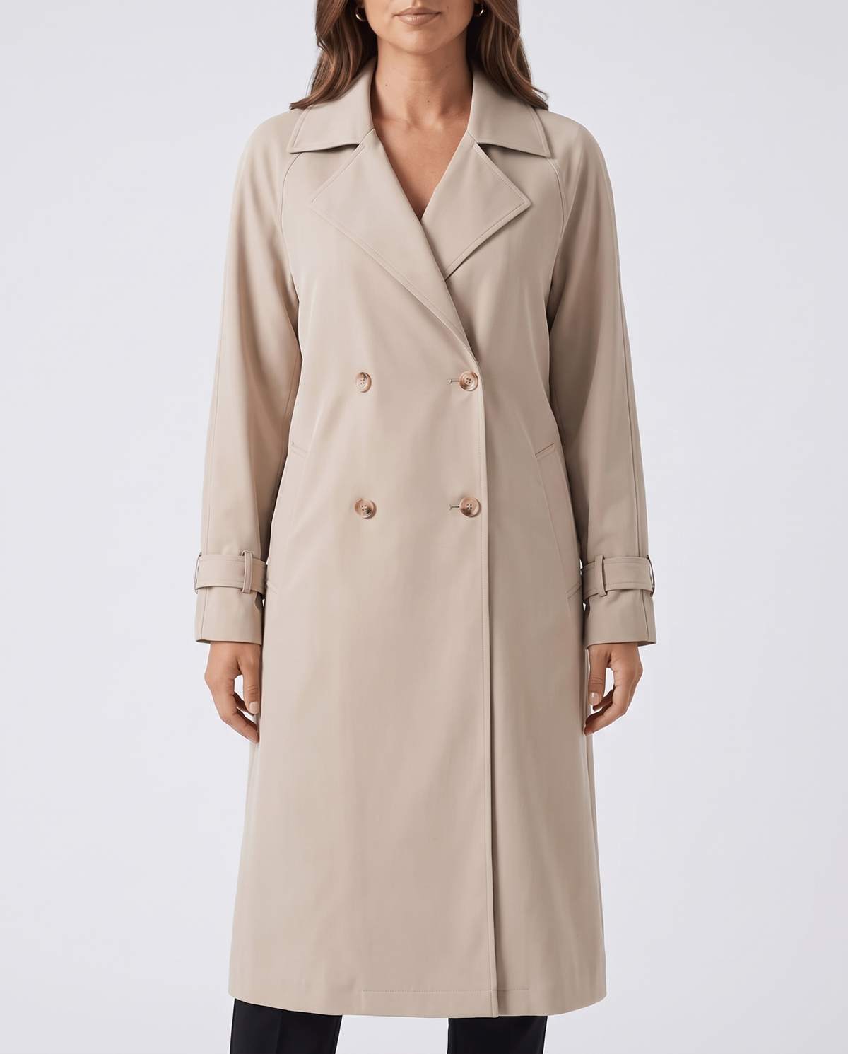 Classic Trench Coat – Lapel Collar & Button Closure | Rosa