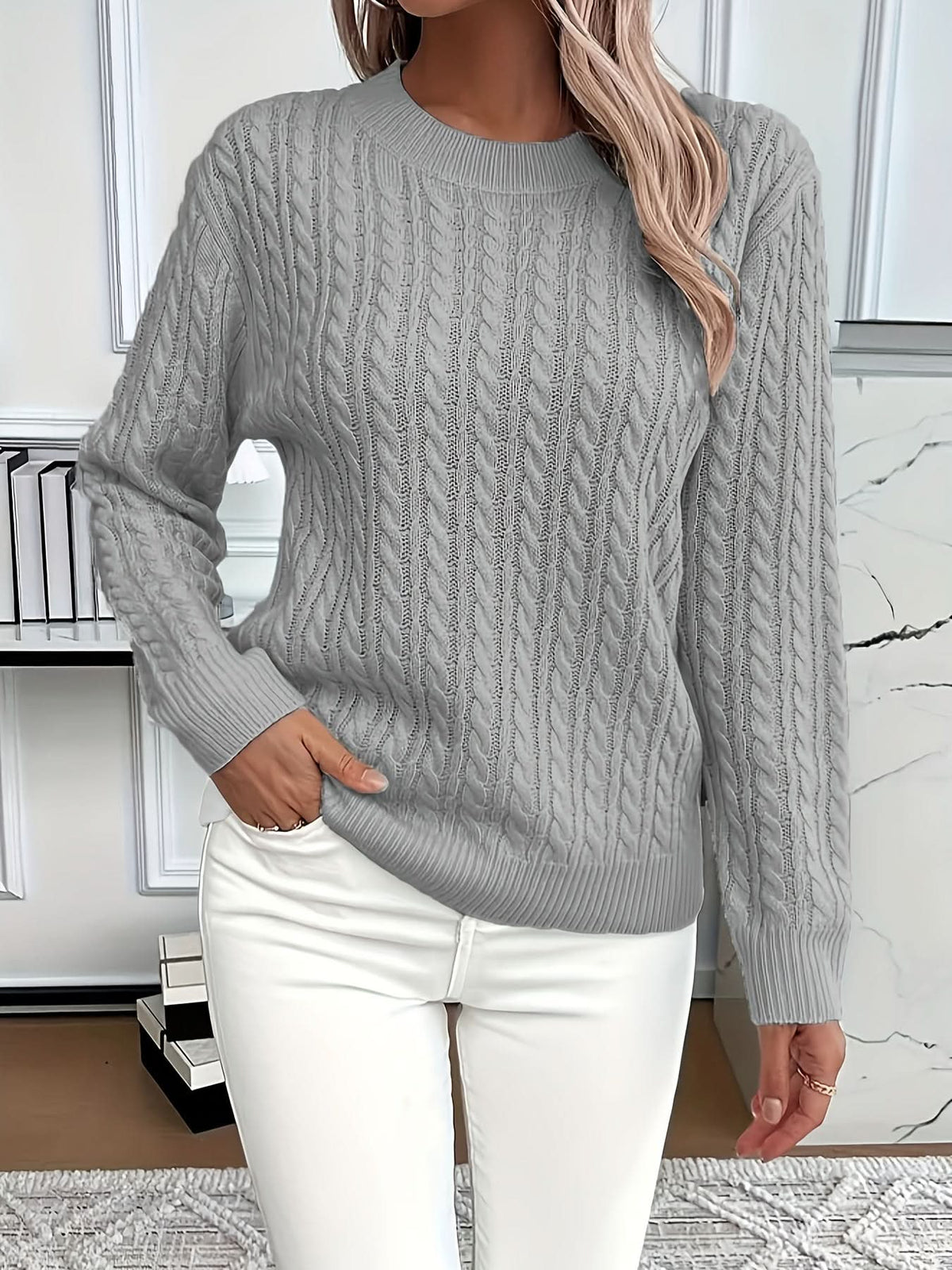 Agatha-Hope Twisted Cable Crewneck Sweater
