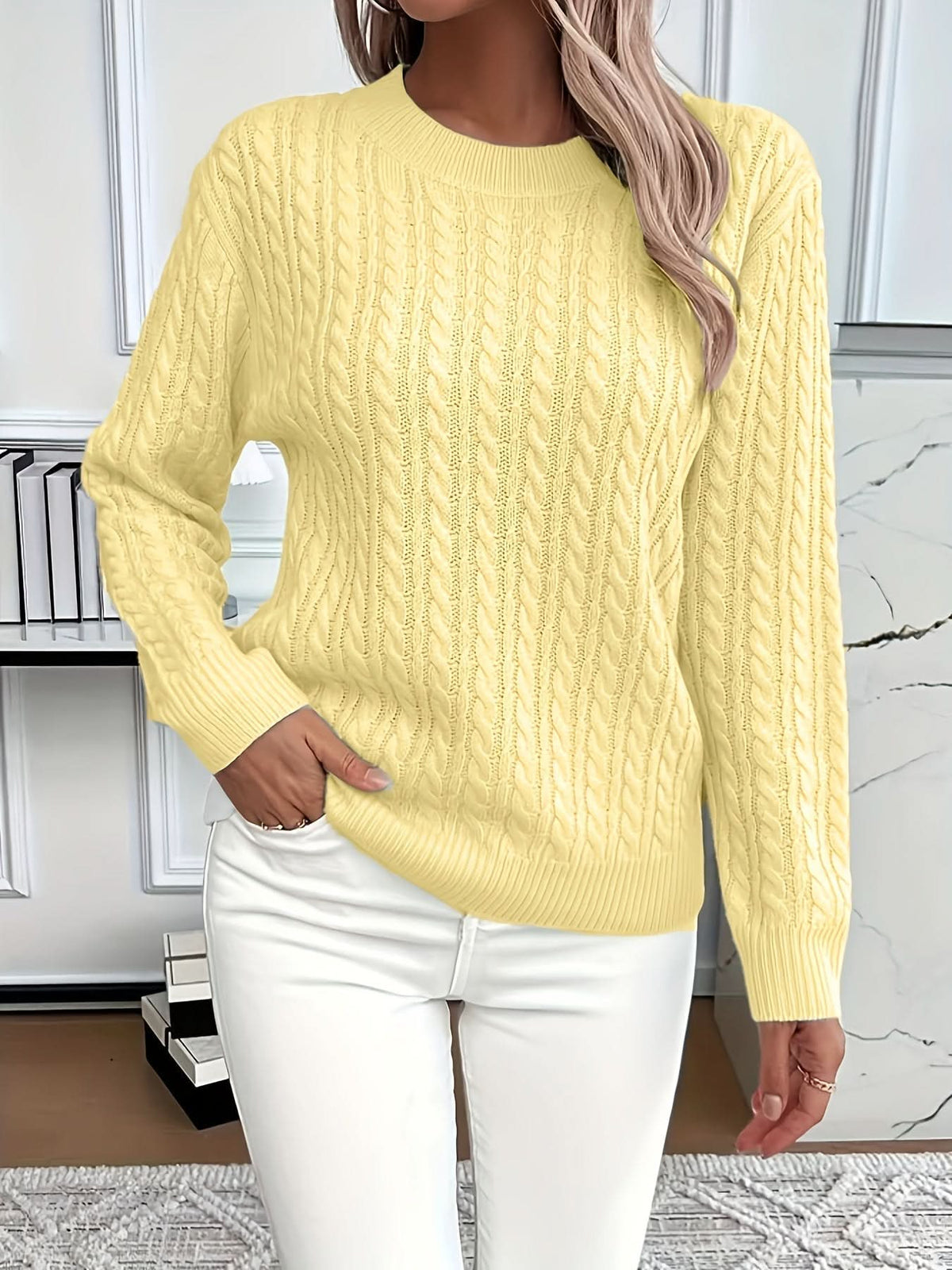 Agatha-Hope Twisted Cable Crewneck Sweater