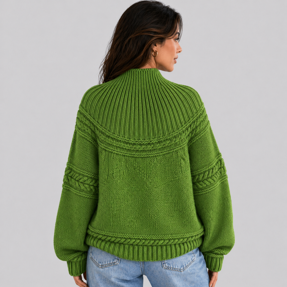 Anais-Claire Honeycomb Cable Mock Neck Sweater