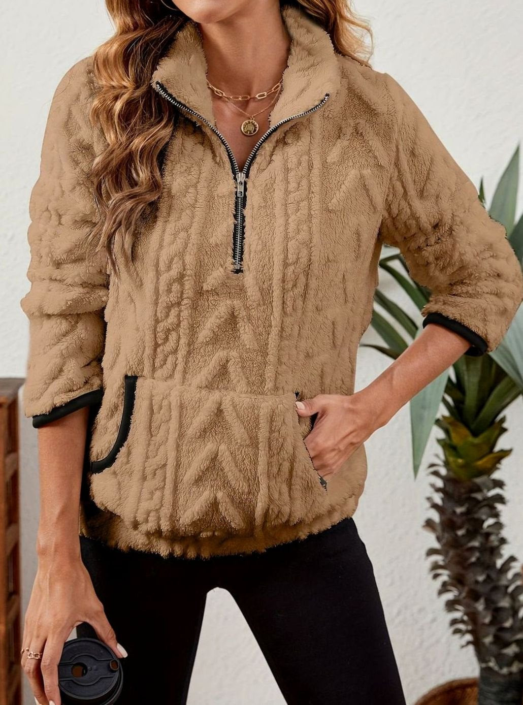 Saffron Textured Fleece Half-Zip