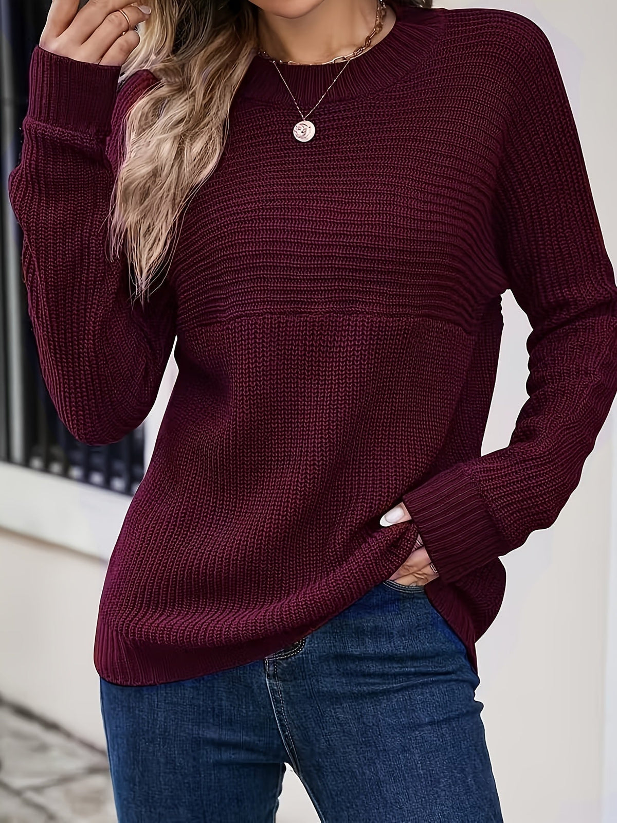 Eloise-June Mixed Rib Side Slit Sweater