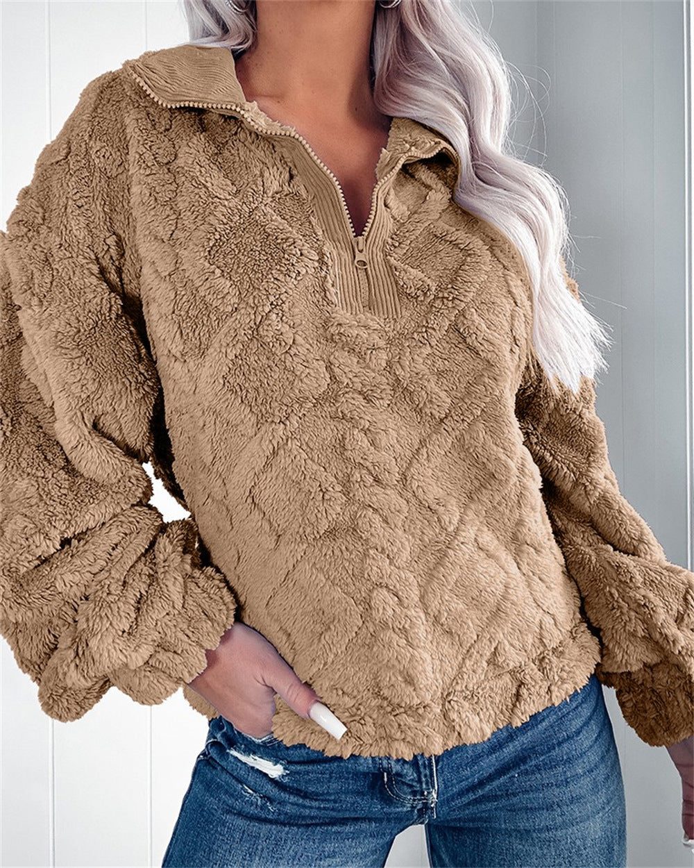 Primrose-Hope Plush Fleece Quarter-Zip