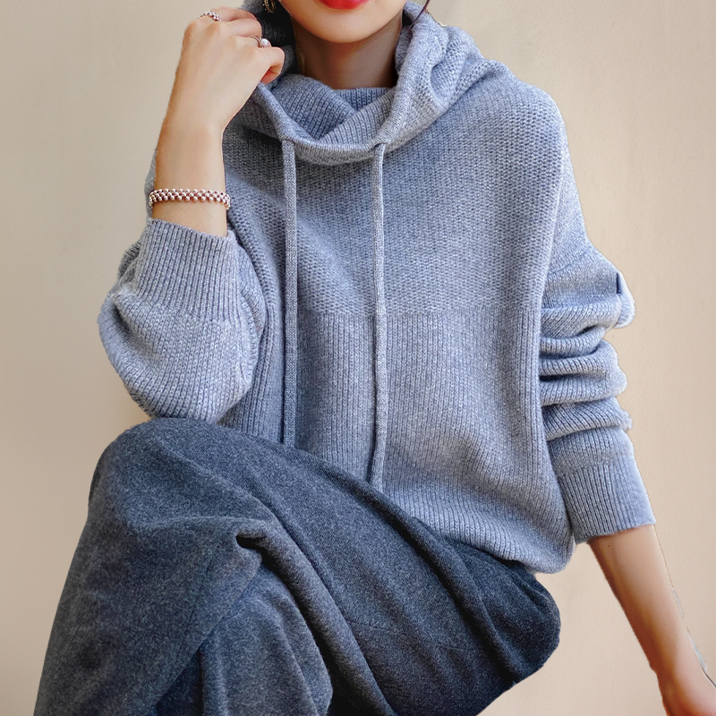 Primrose-June Chunky Knit Hoodie Sweater