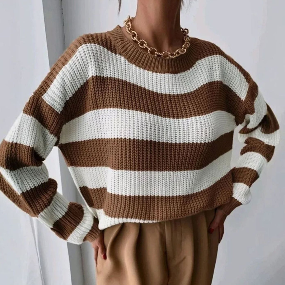 Sonja-Dawn Two-Tone Stripe Sweater