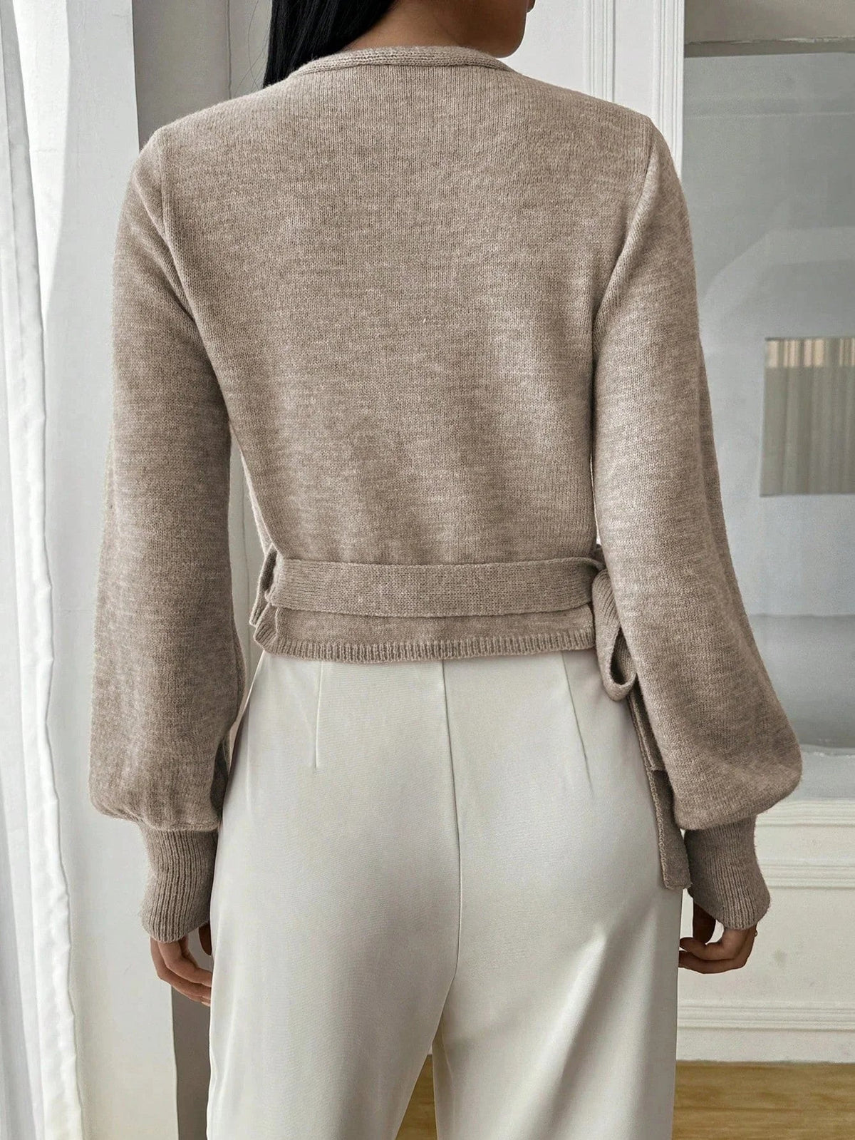 Lottie Cropped Wrap Tie Sweater