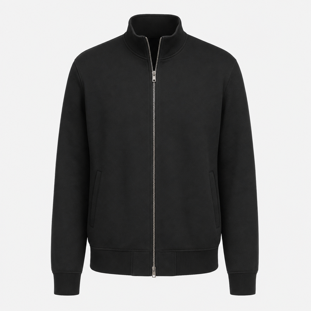 Cyrus Zip-Up Bomber Jacket – Knit-Collar Ribbed Trim Regular Fit Side-Pocket Casual Outerwear