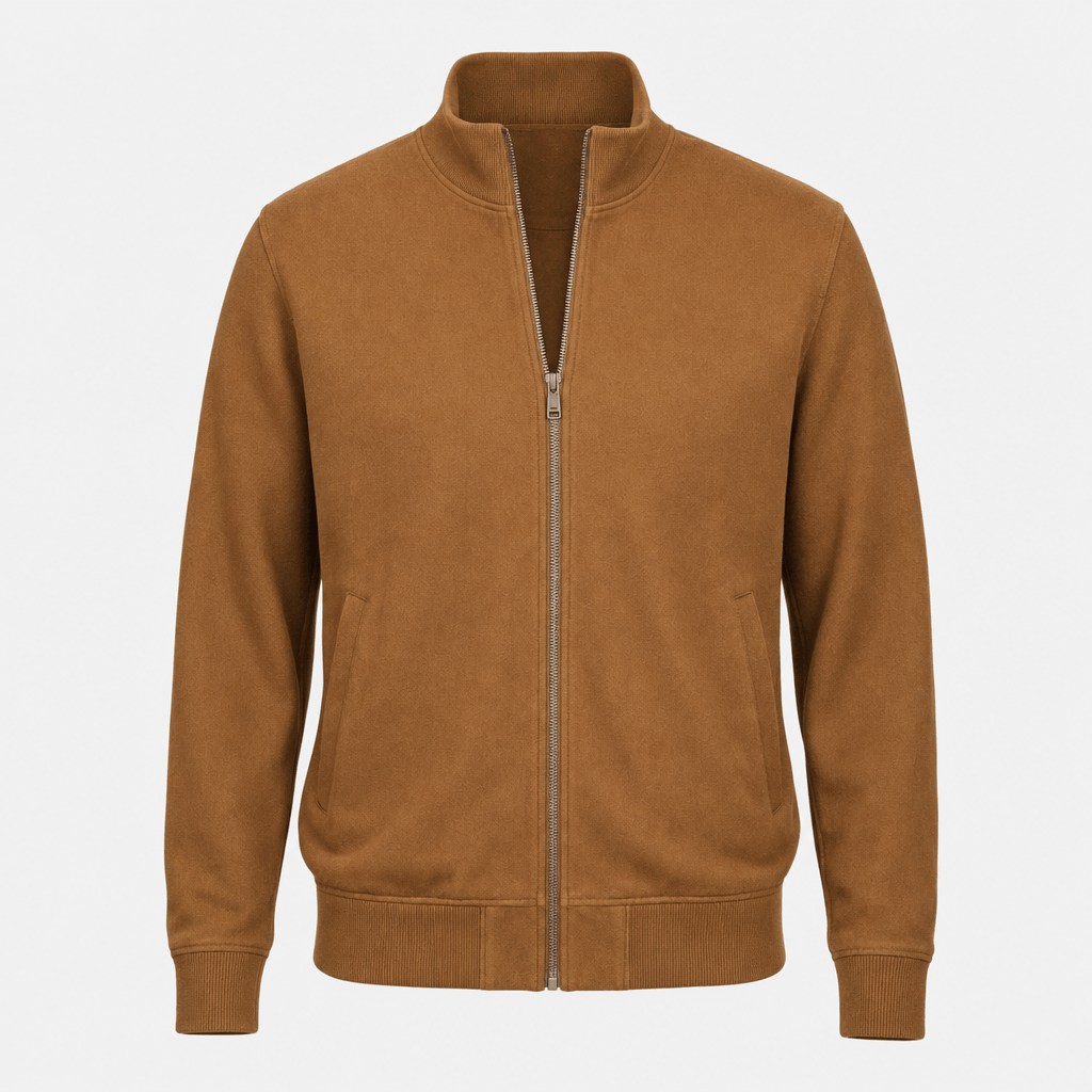 Cyrus Zip-Up Bomber Jacket – Knit-Collar Ribbed Trim Regular Fit Side-Pocket Casual Outerwear