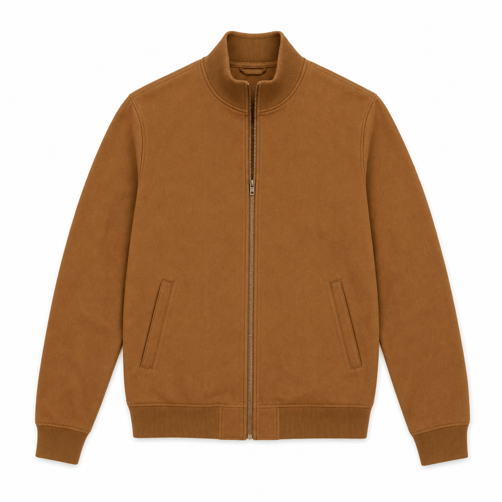 Cyrus Zip-Up Bomber Jacket – Knit-Collar Ribbed Trim Regular Fit Side-Pocket Casual Outerwear