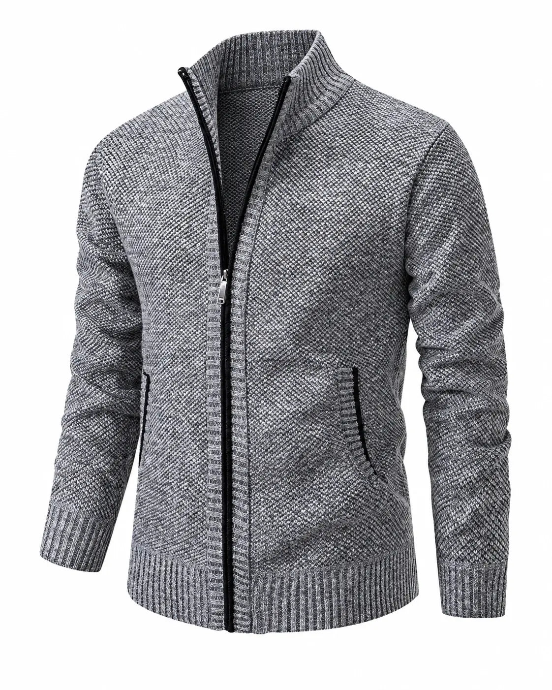 TEXTURED KNIT ZIP JACKET FOR MEN