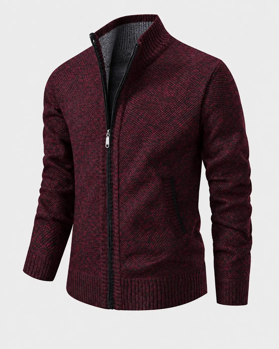 TEXTURED KNIT ZIP JACKET FOR MEN