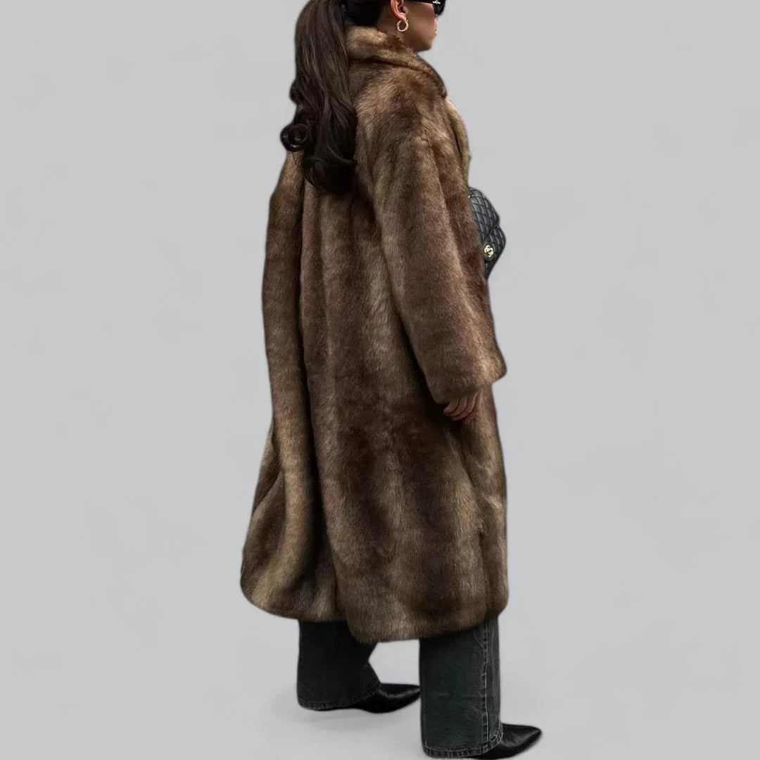 Ladies Long Trench Coat with Faux Fur