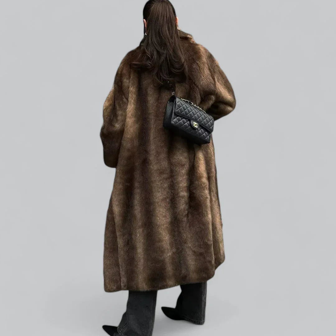 Ladies Long Trench Coat with Faux Fur