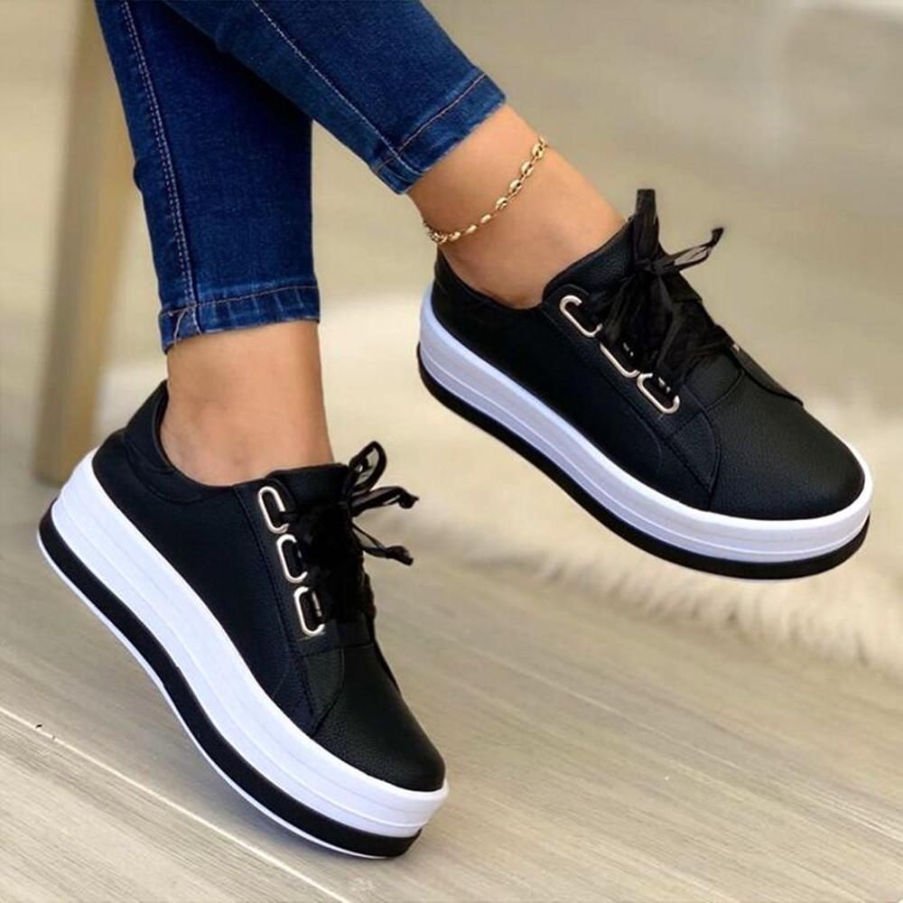 Women's Platform Trainers with Lace-Up Closure