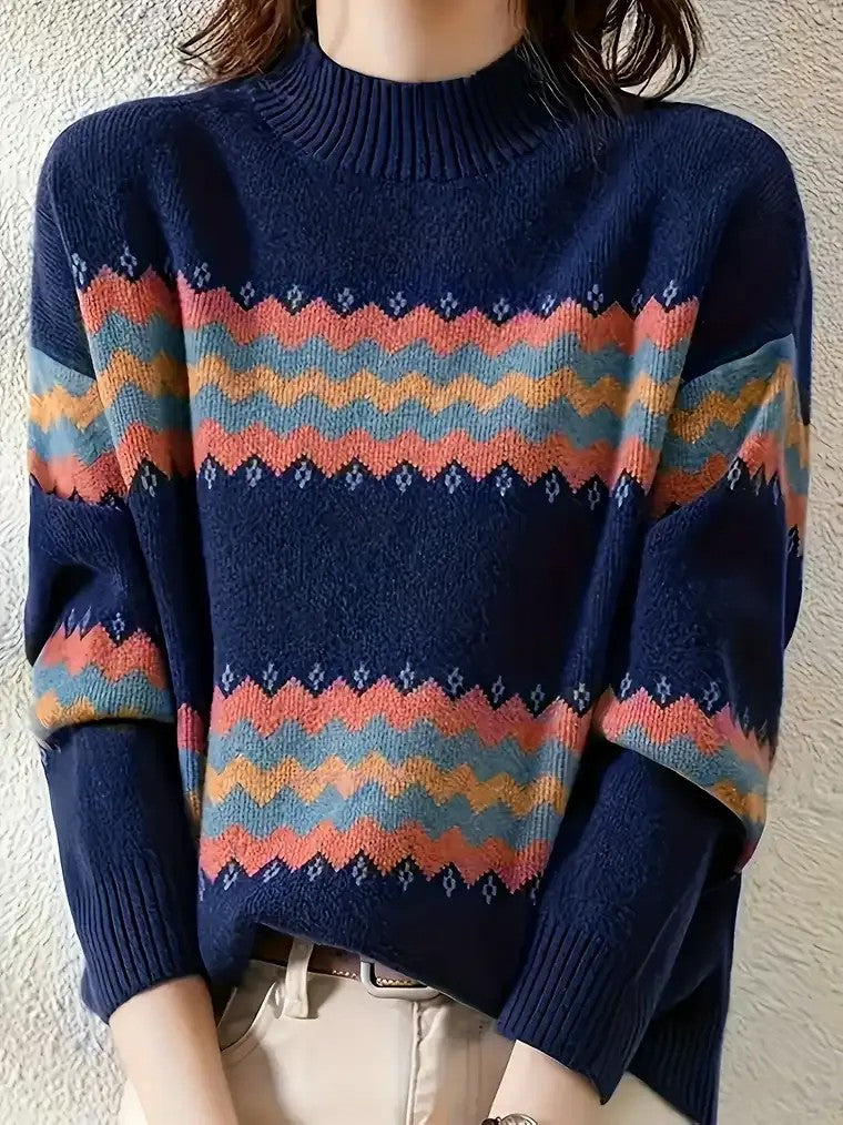 Women’s Geometric Mock Neck Sweater