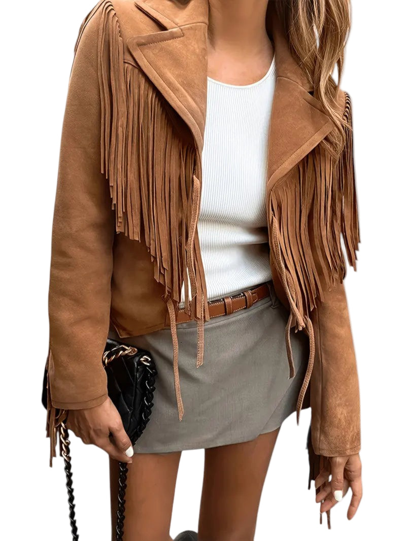 Fringed Suede Style Women's Jacket