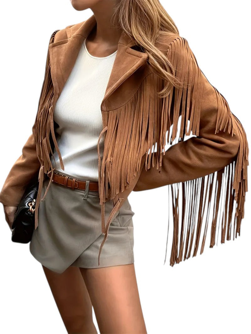 Fringed Suede Style Women's Jacket
