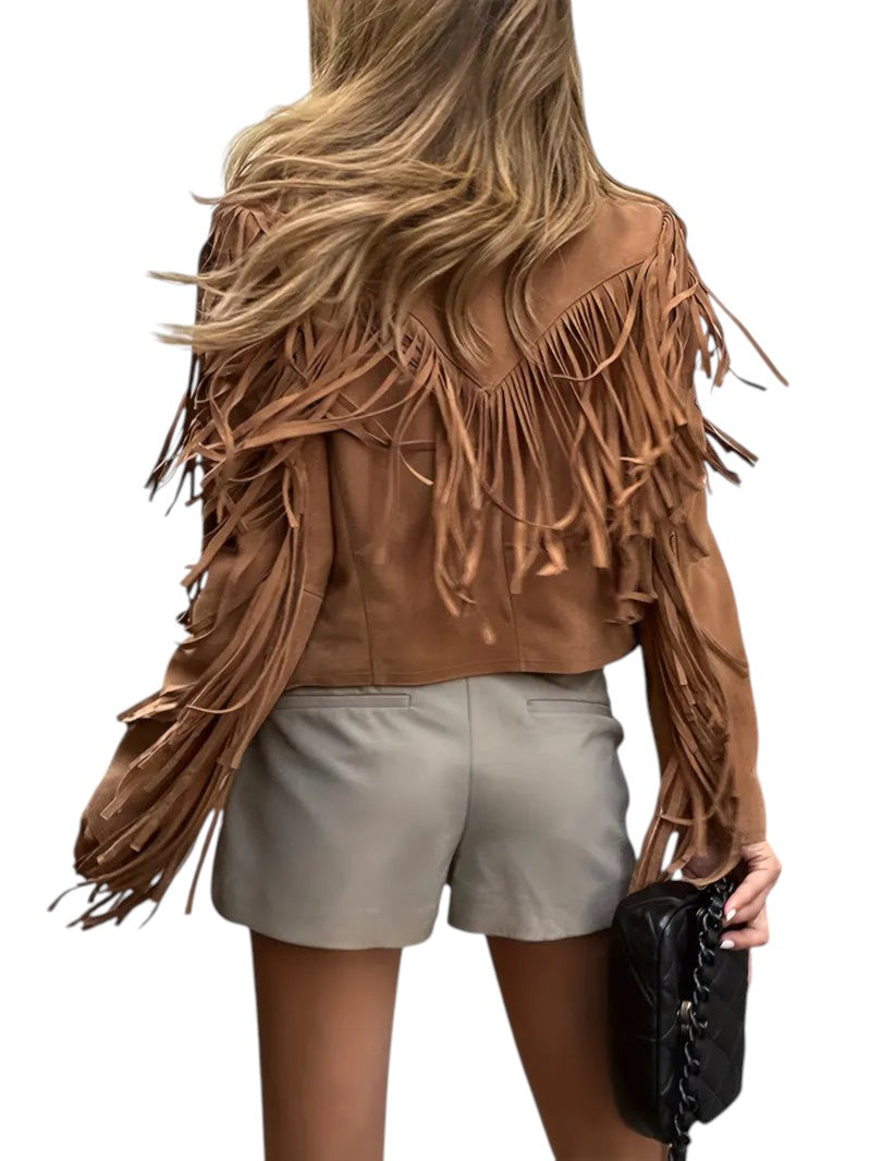 Fringed Suede Style Women's Jacket