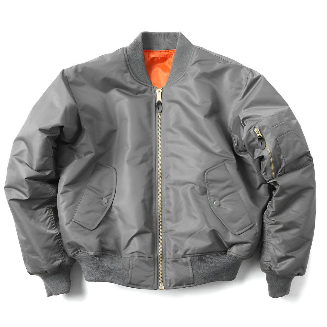 Women's Classic Zip-Up Bomber Jacket with Ribbed Collar and Utility Sleeve Pocket – Relaxed Fit Lightweight Casual Outerwear for Everyday Streetwear and Autumn Spring Layering