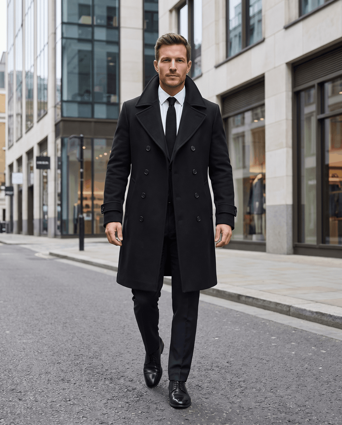 Double-Breasted Trench Coat for Men – Longline, Notched Lapel & Structured Shoulders | Everett