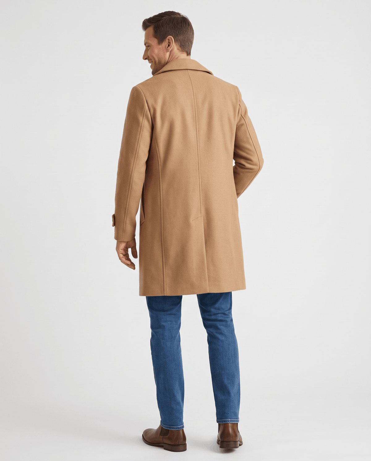 Double-Breasted Trench Coat for Men – Longline, Notched Lapel & Structured Shoulders | Everett