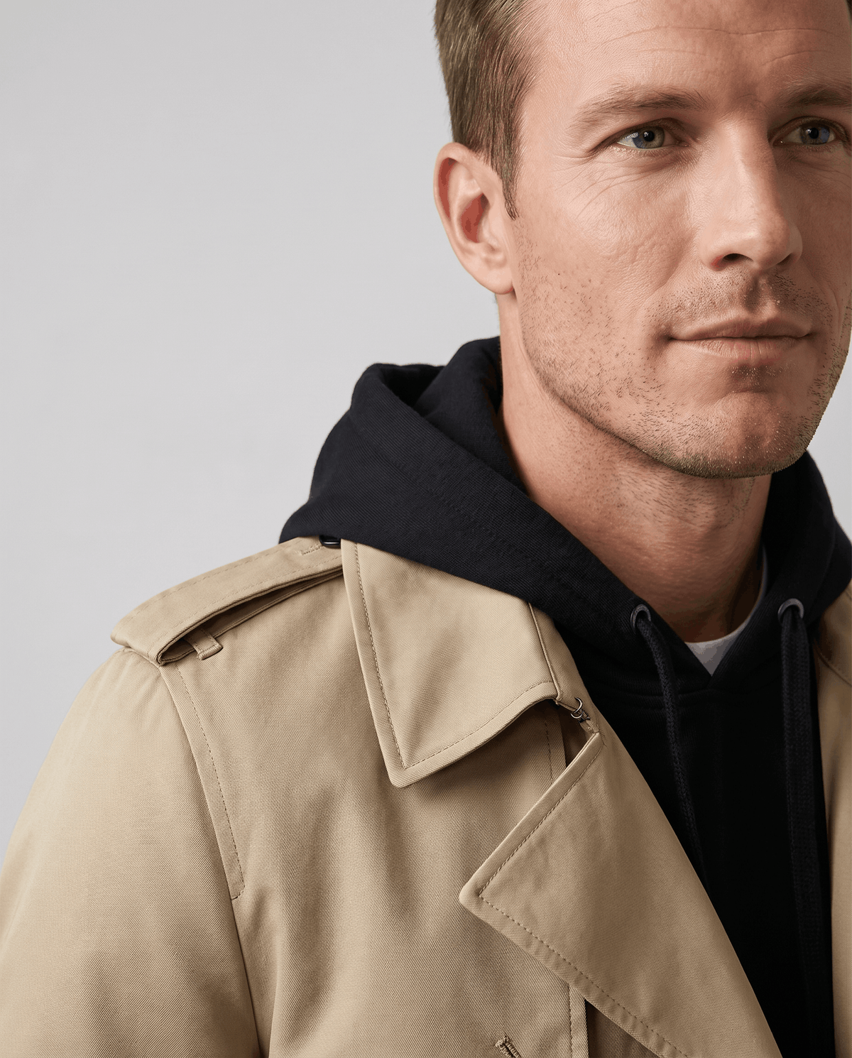 Double-Breasted Trench Coat for Men – Mid-Length, Notched Lapel & Adjustable Cuffs | Arden