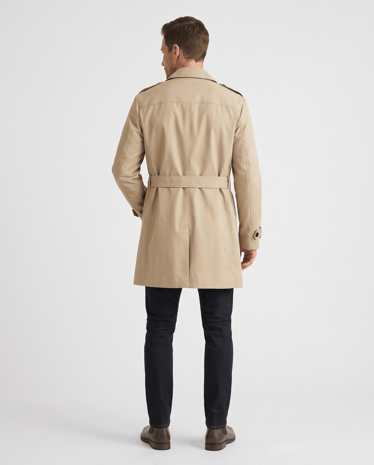 Double-Breasted Trench Coat for Men – Mid-Length, Notched Lapel & Adjustable Cuffs | Arden